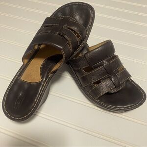 Y2K Born Clog Chunky Leather Sandals Dark Brown Great Condition Size 8/39